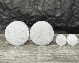 PAIR of White Jade Organic Stone Plugs - Gauges 6g up to 38mm available!