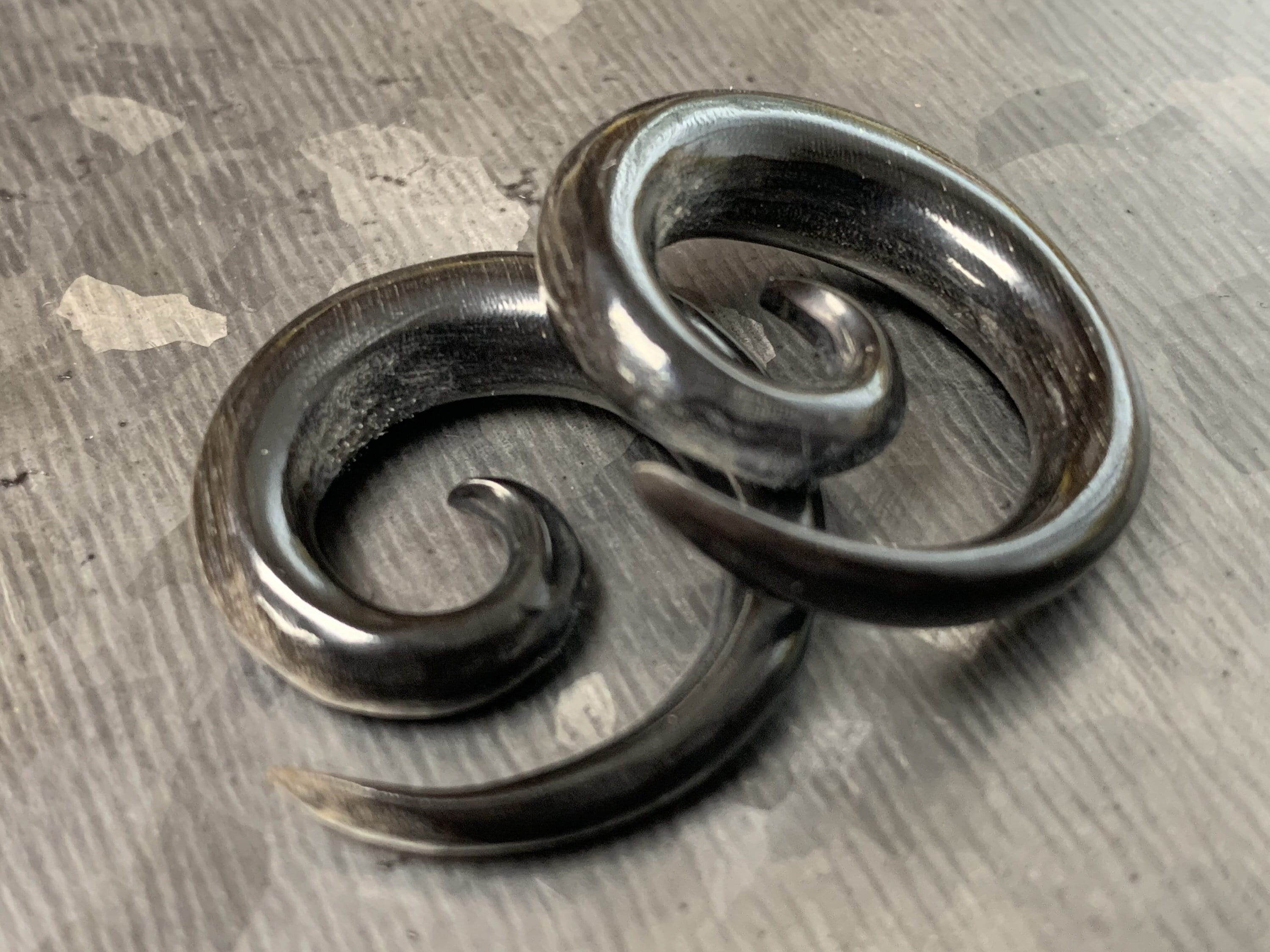 Pair of Original Spiral Organic Buffalo Horn Tapers/Plugs - Gauges 6g (4mm) up to 00g (10mm) available!