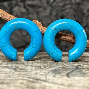 PAIR Turquoise Stone Hanger Ear Weight Plug Gauge Tunnel Organic Body Jewelry