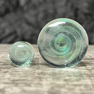 PAIR of Stunning Aurora Borealis Galaxy Swirl Design Pyrex Glass Double Flare Plugs - Gauges 2g (6mm) through 1" (25mm) available!
