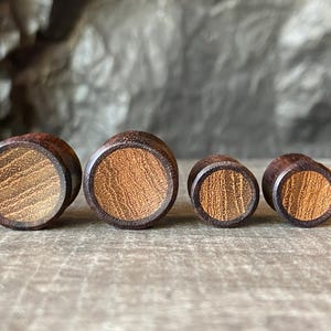 PAIR Concave Sono & Teak Wood Plugs Gauges Tunnels Earlets Piercing Body Jewelry