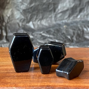 PAIR of Unique Coffin Shaped Organic Black Obsidian Double Flare Stone Plugs - Gauges 2g (6mm) to 1" (25mm) available!