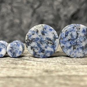 PAIR Brazilian Sodalite Stone Plugs Blue Organic Gauges Earlets Body Jewelry