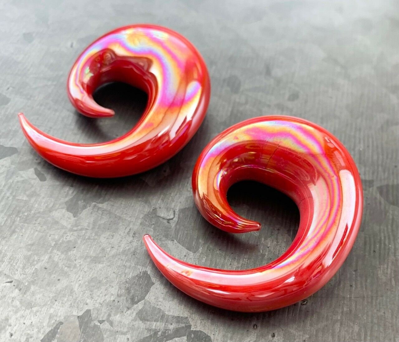 Pair Glass Spiral Tapers Expanders Plugs Earlets Gauges Pair Glass Spiral Tapers Expanders Plugs Earlets Gauges