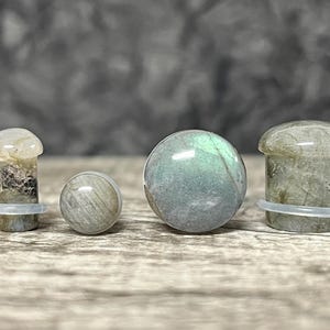PAIR Labradorite Natural Stone Single Flare Plugs Organic Gauges Body Jewelry