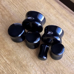 PAIR of Black Glass Double Flare Plugs Gauges 2g 6mm Through 5/8 16mm ...