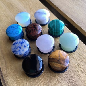 ALL 10 PAIR of Organic Single Flare Stone Plugs with O-Rings - Value Pack - Gauges 2g (6mm) through 5/8&quot; (16mm) available!