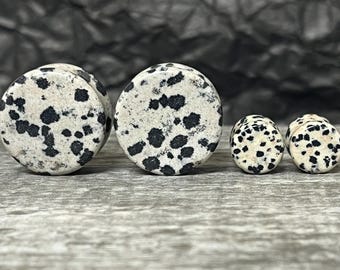 PAIR of Stunning Organic Dalmatian Jasper Stone Plugs  - Gauges 8g (3mm) up to 1&1/2" (38mm) available!