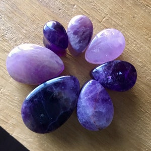 PAIR of Stunning Teardrop Organic Amethyst Stone Plugs - Gauges 0g (8mm) up to 3/4&quot; (19mm) available!