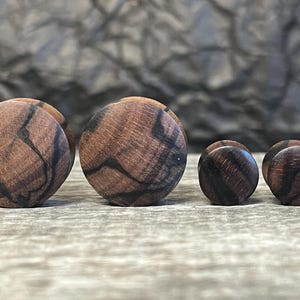 PAIR of Beautiful Organic Ebony Wood Convex Saddle Double Flare Plugs/Tunnels - Gauges 8g (3.2mm) up to 1" (25mm) available!