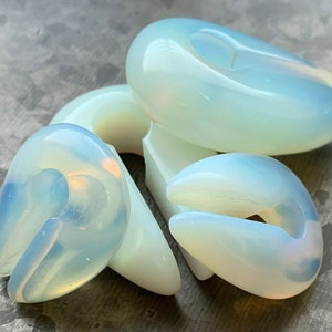 Pair of Stunning Opalite Keyhole Hanger Ear Weight Tunnels/Plugs - Gauge 0g (8mm) thru 5/16 (16mm) available!