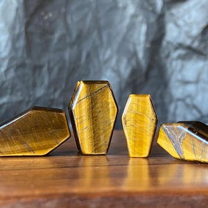 PAIR of Unique Coffin Shaped Organic Tiger Eye Double Flare Stone Plugs - Gauges 2g (6mm) to 1" (25mm) available!