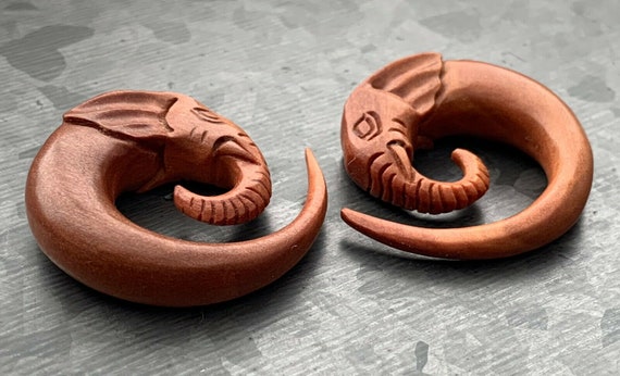 Organic Hand Carved Brown Sono Wood Spiral Expander Organic Hand Carved Brown Sono Wood Spiral Expander