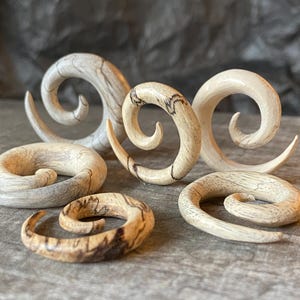 PAIR of Unique Organic Tamarind Wood Spiral Tapers - Gauges 4g (5mm) up to 3/4" (19mm) available!