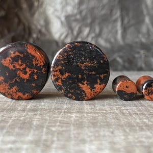 PAIR of Mahogany Obsidian Organic Stone Plugs - Gauges 8g (3mm) up to 1&1/2" (38mm) available!