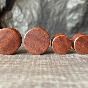 PAIR of Stunning Solid Organic Sawo Wood Double Flare Flat Plugs -  Gauges 2g (6mm) up to 1&1/2" (38mm) available!