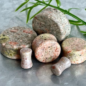 PAIR Spot Agate Stone Plugs Organic Gauges Tunnels Earlets Body Jewelry