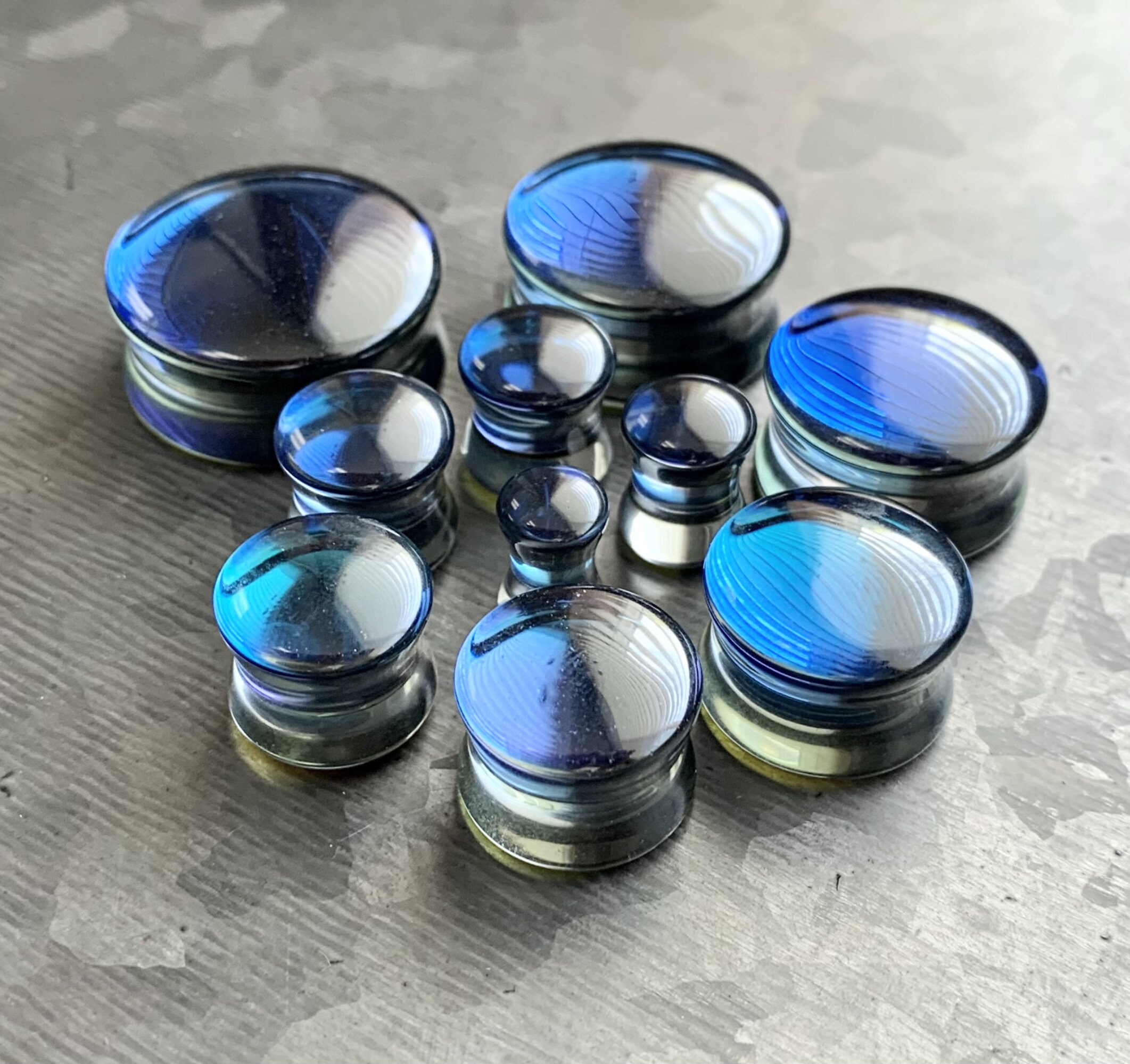PAIR of Stunning Midnight Moonstone Iridescent Glass Double Etsy UK
