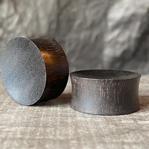 PAIR of Organic Concave Areng Wood Plugs - Gauges 1" (25mm) thru 52mm (a little over 2") available!