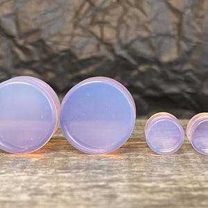 PAIR of Beautiful Lavender Opalite Glass Plugs - Gauges 2g (6mm) to 32mm available!