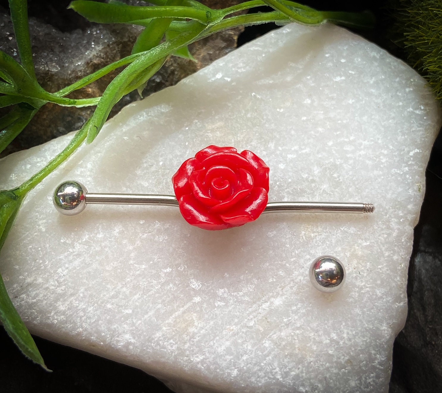 1 Piece Steel Industrial Barbell With Beautiful 3-D Flower