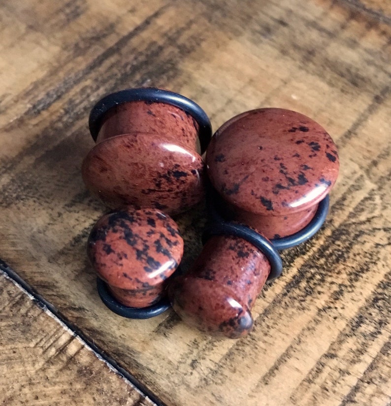 PAIR of Single Flare Mahogany Obsidian Stone Plugs With Etsy
