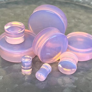 PAIR of Beautiful Lavender Opalite Glass Plugs - Gauges 2g (6mm) to 32mm available!