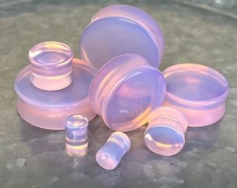 PAIR of Beautiful Lavender Opalite Glass Plugs - Gauges 2g (6mm) to 32mm available!