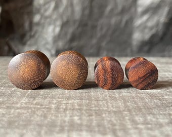 PAIR of Organic Brown Sono Wood Plugs Gauges Body Jewelry