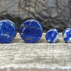 Pair of Unique AAA Grade Lapis Lazuli Stone Plugs/Tunnels - No Color Bleeding - Gauges 2g (6mm) thru 3/4" (19mm)!