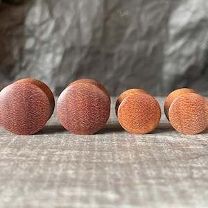 PAIR of Beautiful Organic Saba Wood Plugs - Gauges  6g (4mm) up to 1&3/8" (35mm) available!