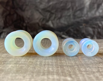 PAIR of Unique Opalite Opalescent Moonstone Tunnels- Gauges 2g (6mm) to 1&1/2" (38mm)  available!