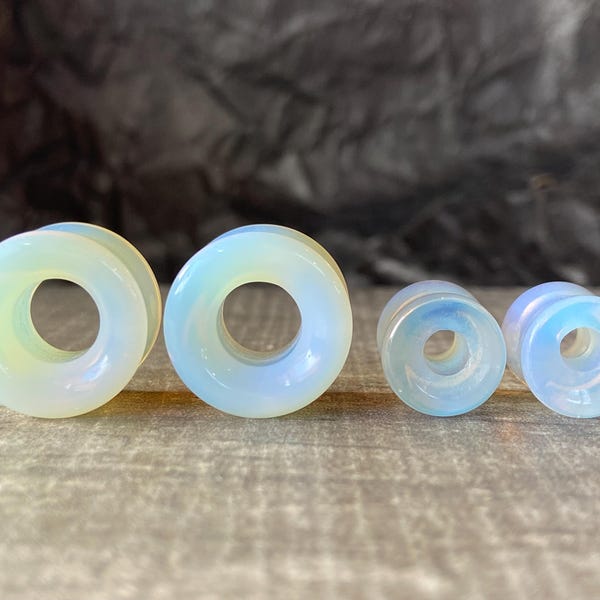 PAIR of Unique Opalite Opalescent Moonstone Tunnels- Gauges 2g (6mm) to 1&1/2" (38mm)  available!