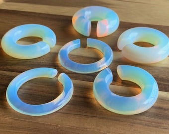 1 Piece of Unique Opalite Hoops Ear Weight Hanging Plugs - Gauges  2g (6mm) up to 5/8" (16mm) available!