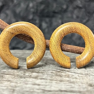 PAIR of Unique Jackfruit Wood Hoops Hanger Tapers/Plugs - Gauges 2g (6mm) thru 00g (10mm) available!