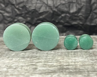PAIR of Stunning Green Aventurine Organic Stone Plugs - Gauges 6g to 38mm available!