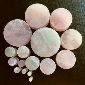 PAIR of Beautiful Rose Quartz Organic Stone Plugs - Gauges 6g to 38mm available!