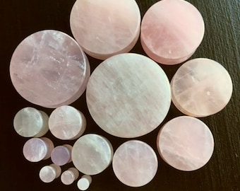 PAIR of Beautiful Rose Quartz Organic Stone Plugs - Gauges 6g to 38mm available!