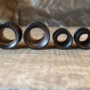 PAIR of Organic Black Areng Single Flare Wood Tunnels / Plugs with O-Rings - Gauges 8g (3.2mm) up to 13/16" (20mm) available!