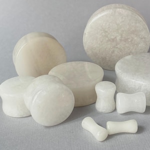 PAIR of White Jade Organic Stone Plugs - Gauges 6g up to 38mm available!