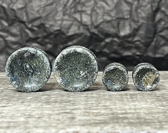 PAIR of Stunning Organic Concave Green Serpentine Double Flare Stone Plugs - Gauges 2g (6mm) up to 1" (25mm) available!