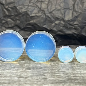 PAIR of Beautiful Opalite Opalescent Moonstone Plugs - Gauges 6g (4mm) to 1&1/2" (38mm)  available!
