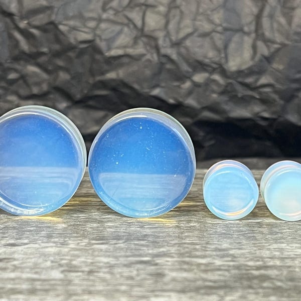 PAIR of Beautiful Opalite Opalescent Moonstone Plugs - Gauges 6g (4mm) to 1&1/2" (38mm)  available!
