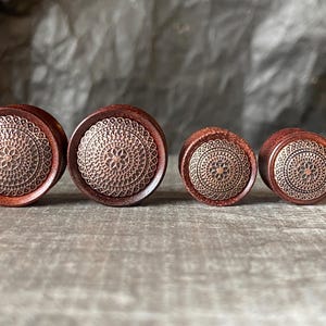 PAIR of Unique Organic Rose Wood with Flower Lattice Pattern Saddle Plugs
