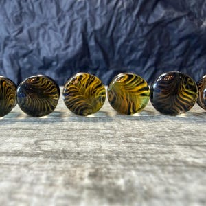 PAIR of Stunning Golden Black Design Pyrex Glass Double Flare Plugs - Only 1/2" (13mm) Left!