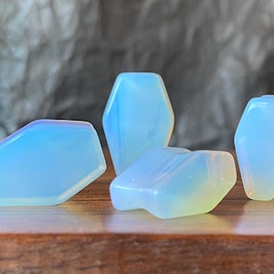 PAIR of Unusual Coffin Shaped Opalite Glass Double Flare Plugs - Gauges 2g (6mm) to 1" (25mm) Available!