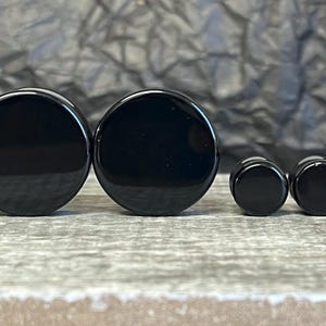 PAIR of Stunning Black Onyx Organic Stone Plugs/Tunnels - Gauges 6g to 38mm available!