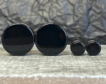 PAIR of Stunning Black Onyx Organic Stone Plugs/Tunnels - Gauges 6g to 38mm available!