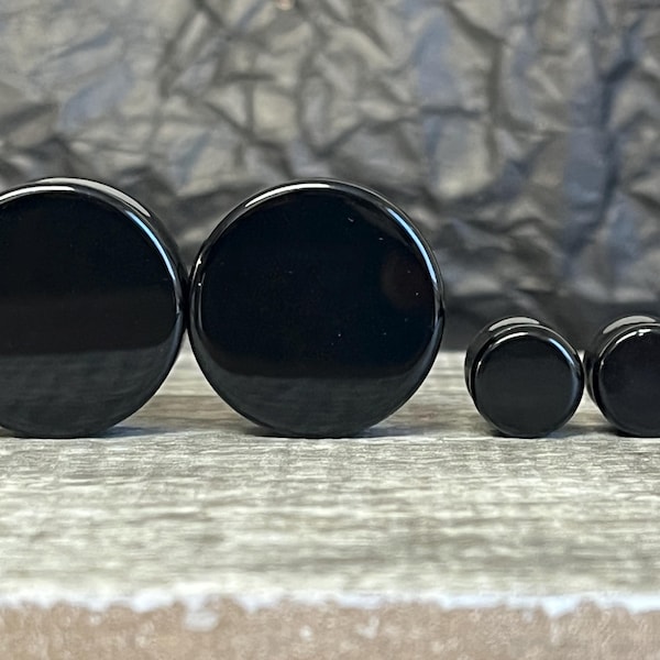PAIR of Stunning Black Onyx Organic Stone Plugs/Tunnels - Gauges 6g to 38mm available!