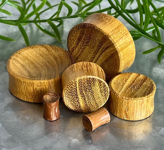 1 Pair Of Organic Jackfruit Lotus Flower Wood Hand Carved Ear Plugs Gauges 0g 00g 1/2 5/8 3/4